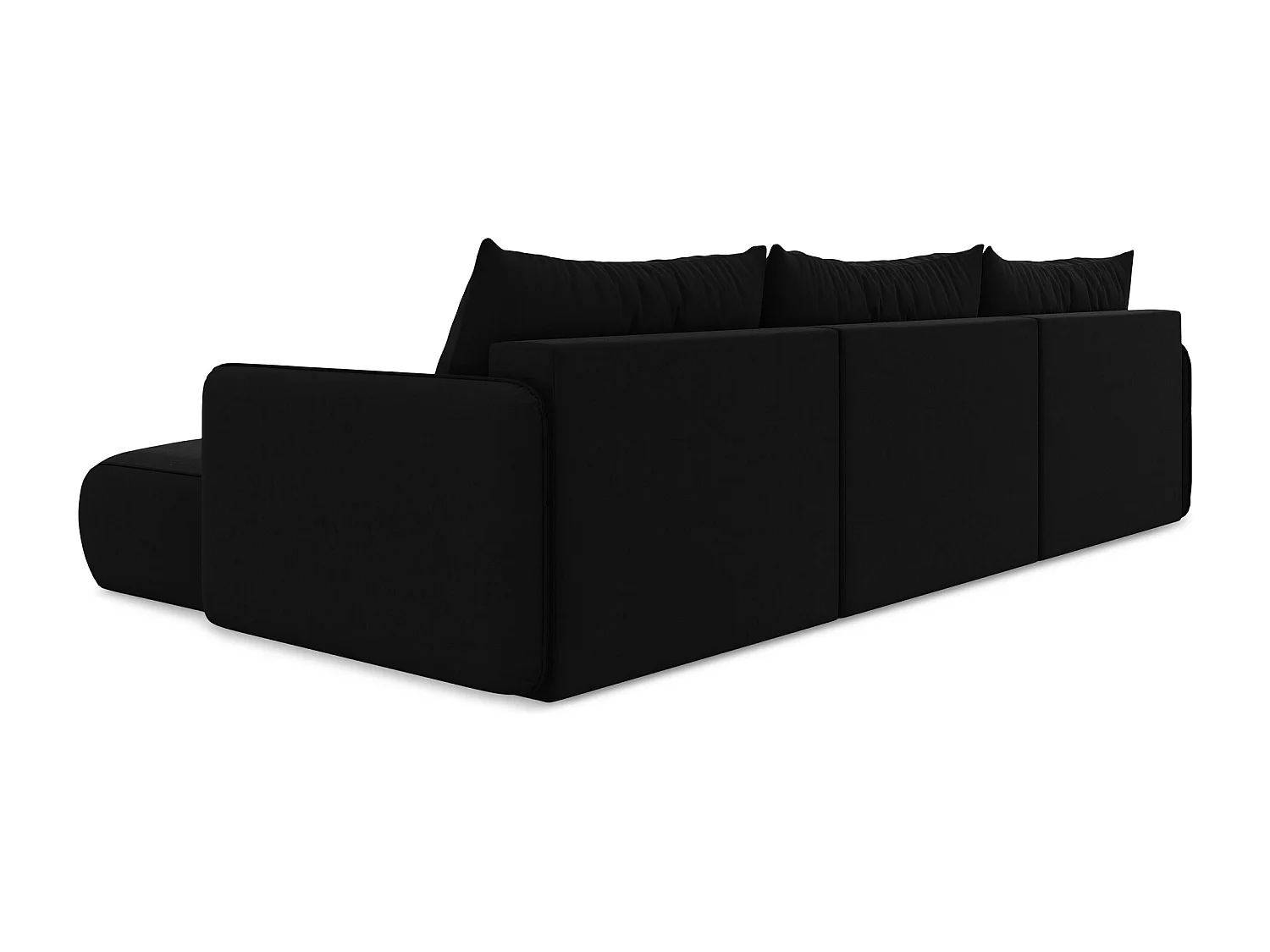 Sofa panoramiczna z funkcją spania - z tkaniny welwetowej - czarny - NANEA