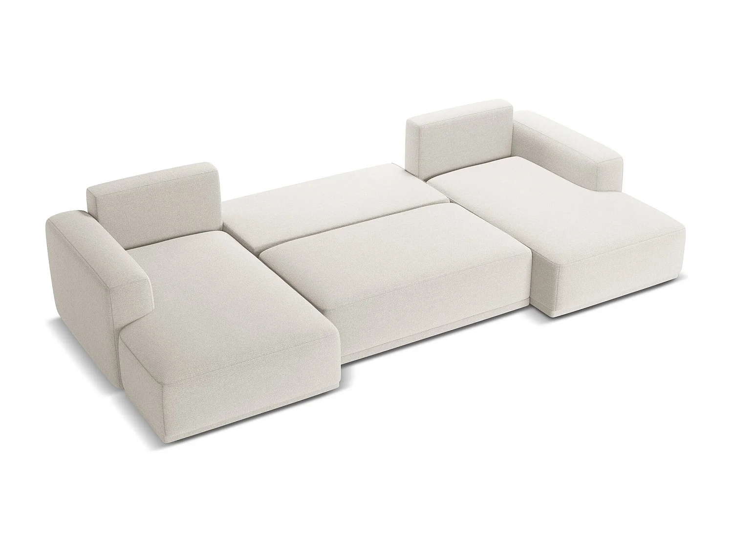 Sofa panoramiczna z funkcją spania - z tkaniny szenilowej - srebrny - KAILA