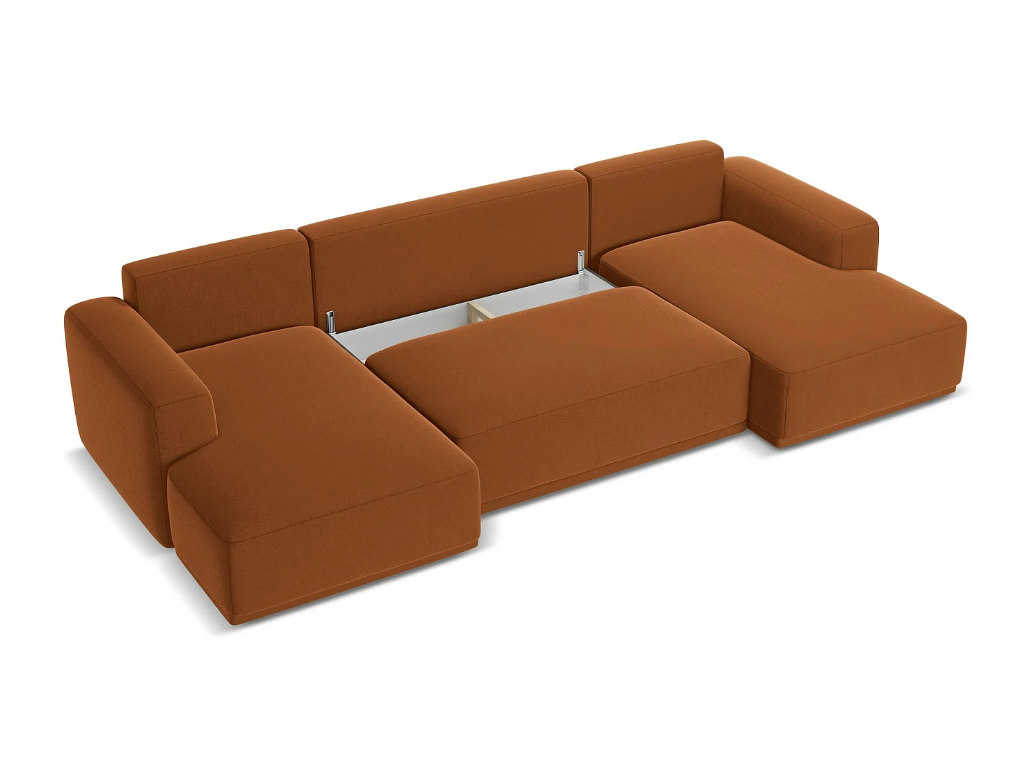 Panoramische hoekbank van terracotta velours - KAILA