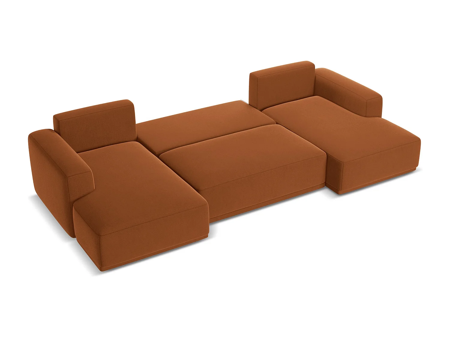 Panoramische hoekbank van terracotta velours - KAILA