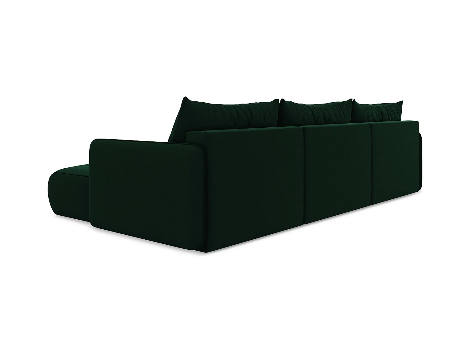 Canapé d'angle panoramique convertible en velours - bouteille verte - NANEA