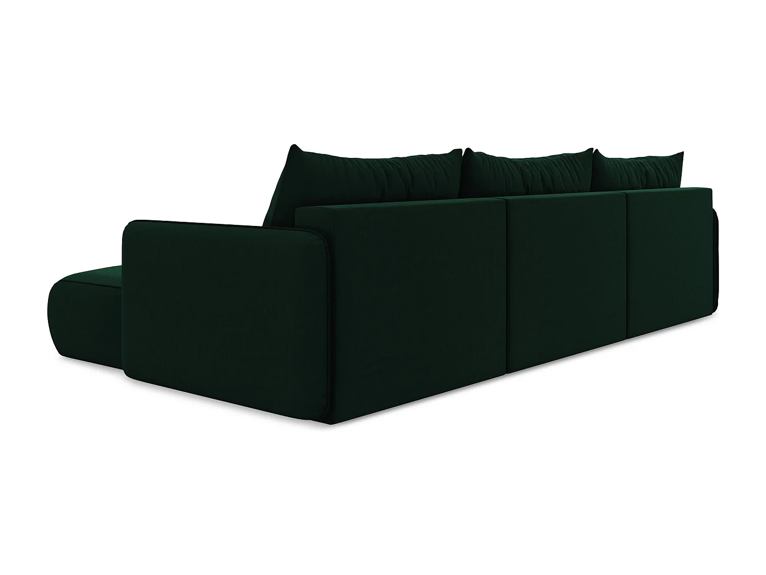 Sofá de canto panorâmico 3 lugares em veludo verde garrafa - NANEA