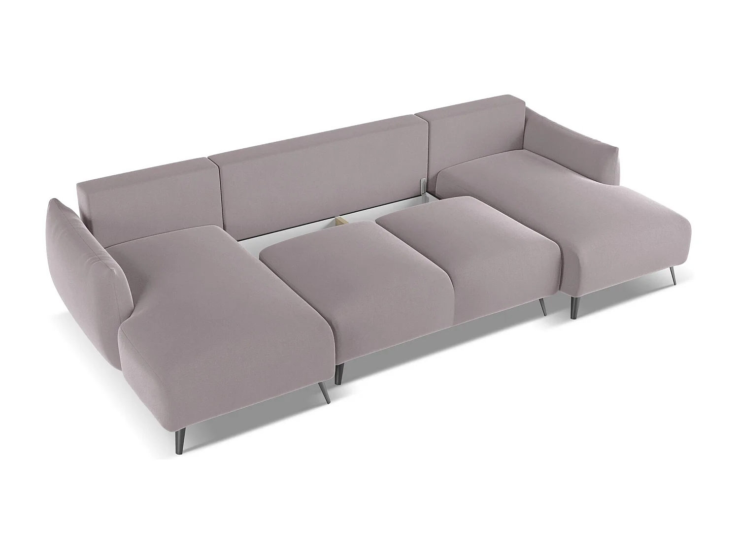 Sofá de canto panorâmico convertível 4 lugares em veludo lavanda - MALIE