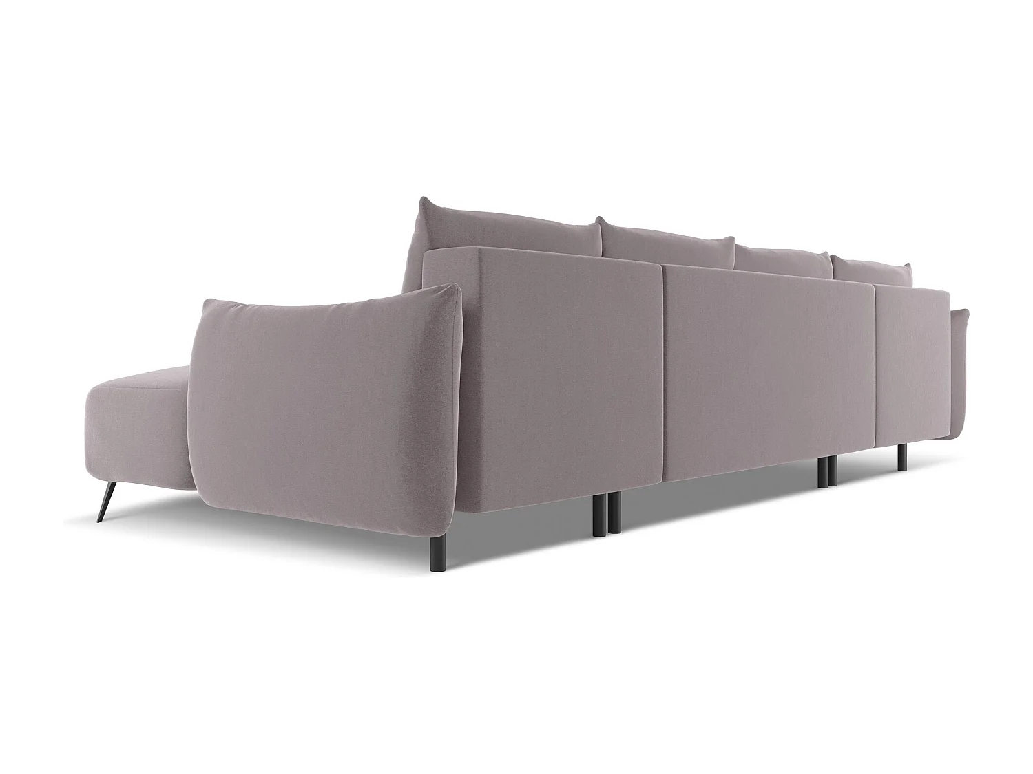 Sofá de canto panorâmico convertível 4 lugares em veludo lavanda - MALIE