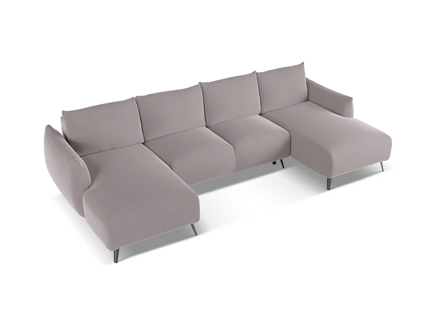 Canapé d'angle panoramique convertible en velours - lavande - MALIE