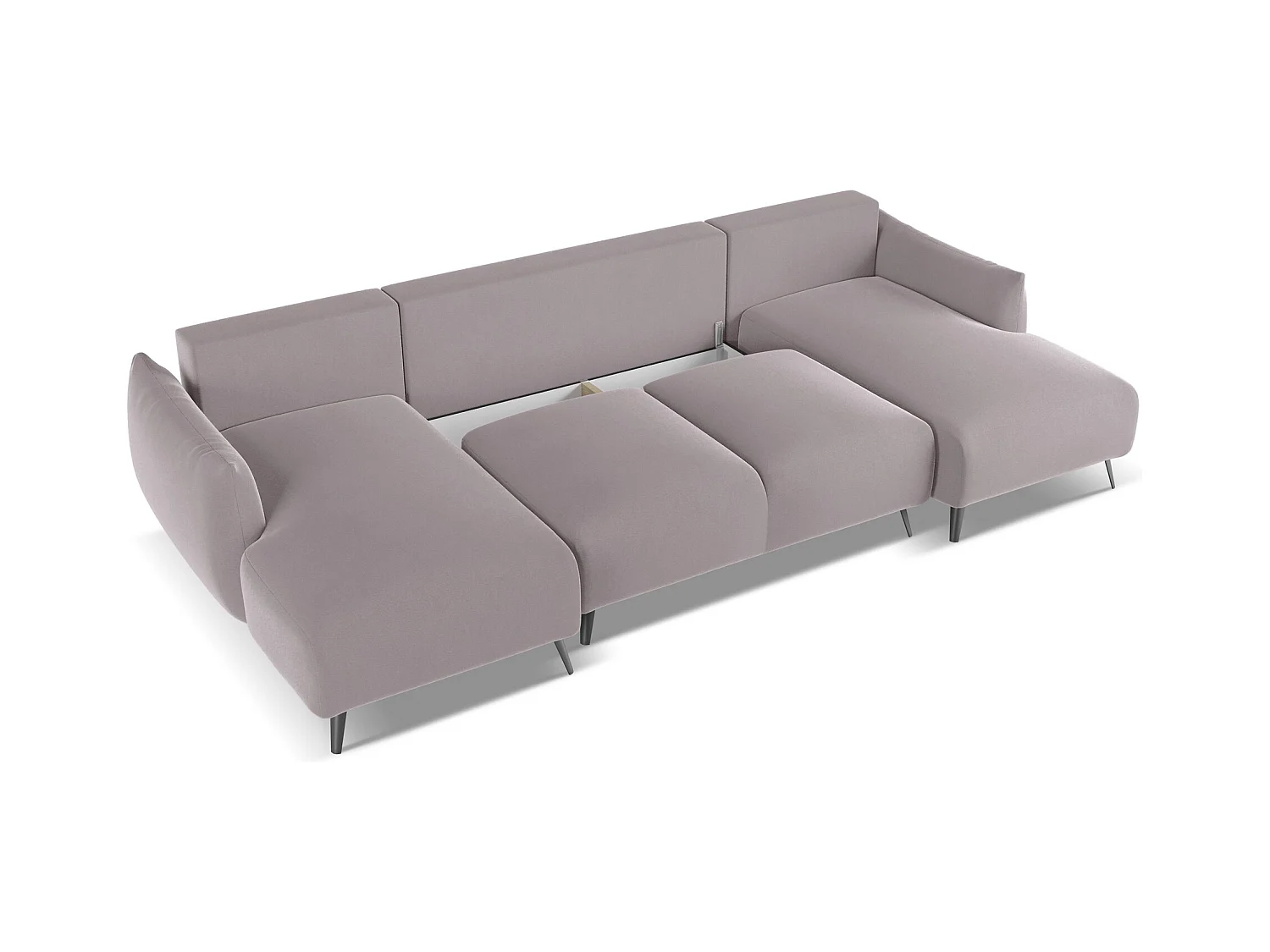 Canapé d'angle panoramique convertible en velours - lavande - MALIE