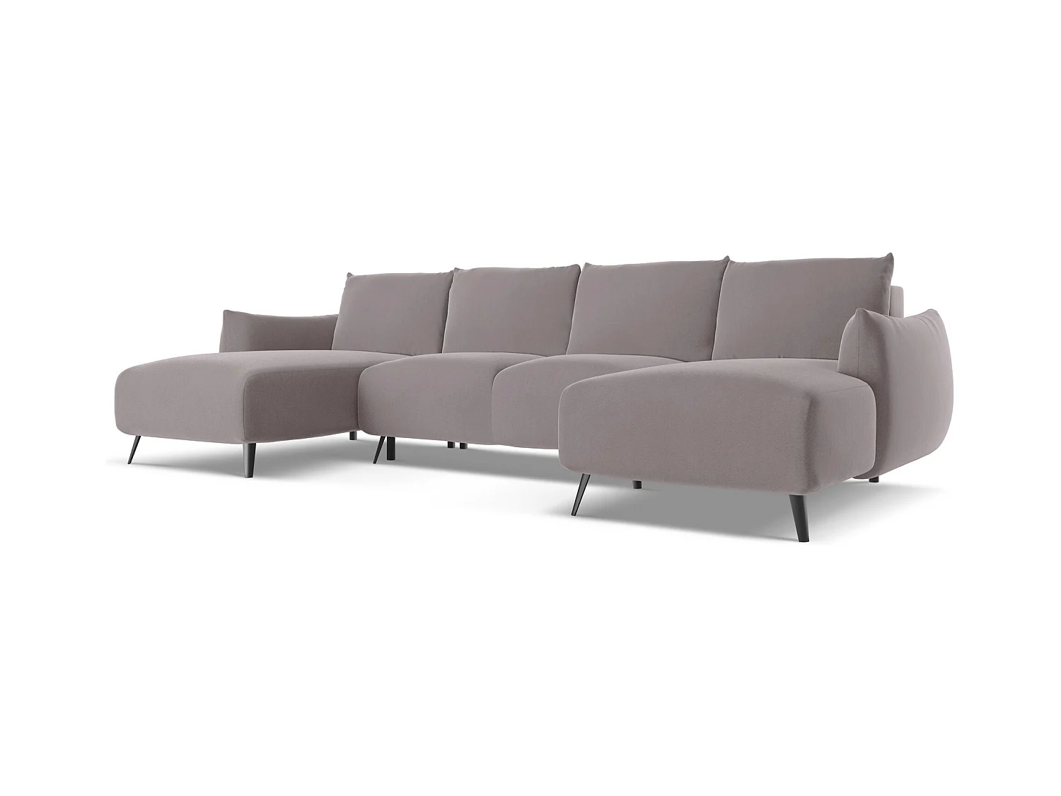 Canapé d'angle panoramique convertible en velours - lavande - MALIE