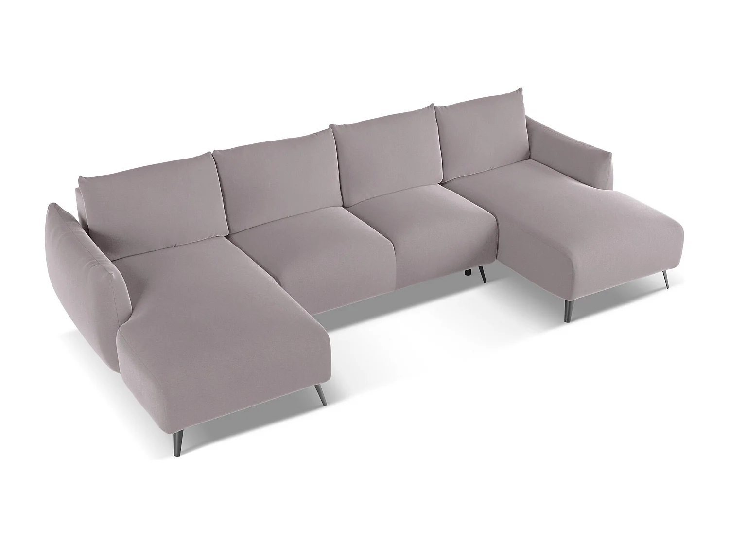 Canapé d'angle panoramique convertible en velours - lavande - MALIE