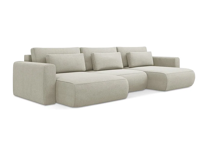 Große Wohnlandschaft - Ecke Rechts - Strukturstoff - Hell beige - KAPUA