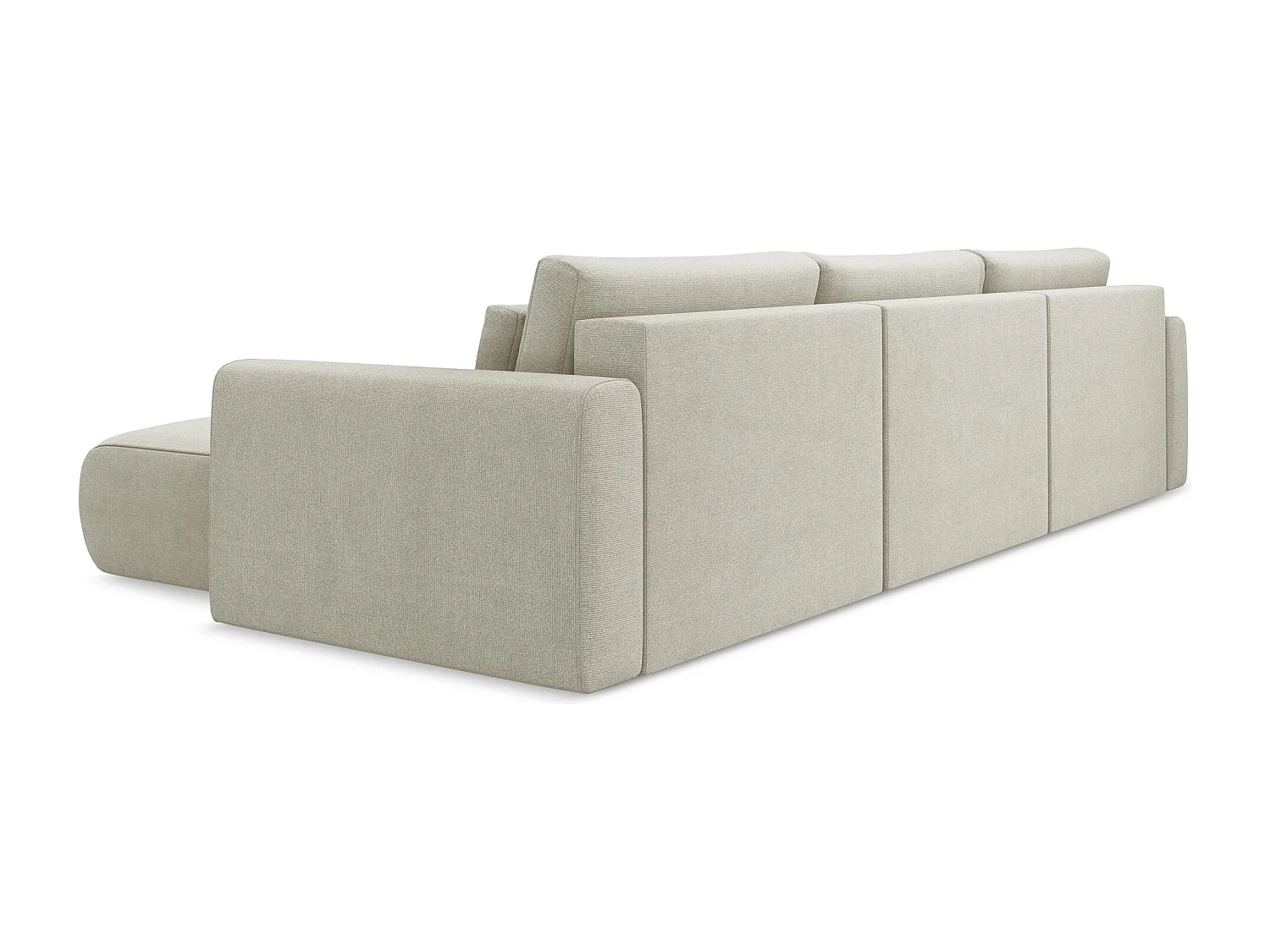 Canapé d'angle panoramique convertible en tissu texturé - beige clair - KAPUA