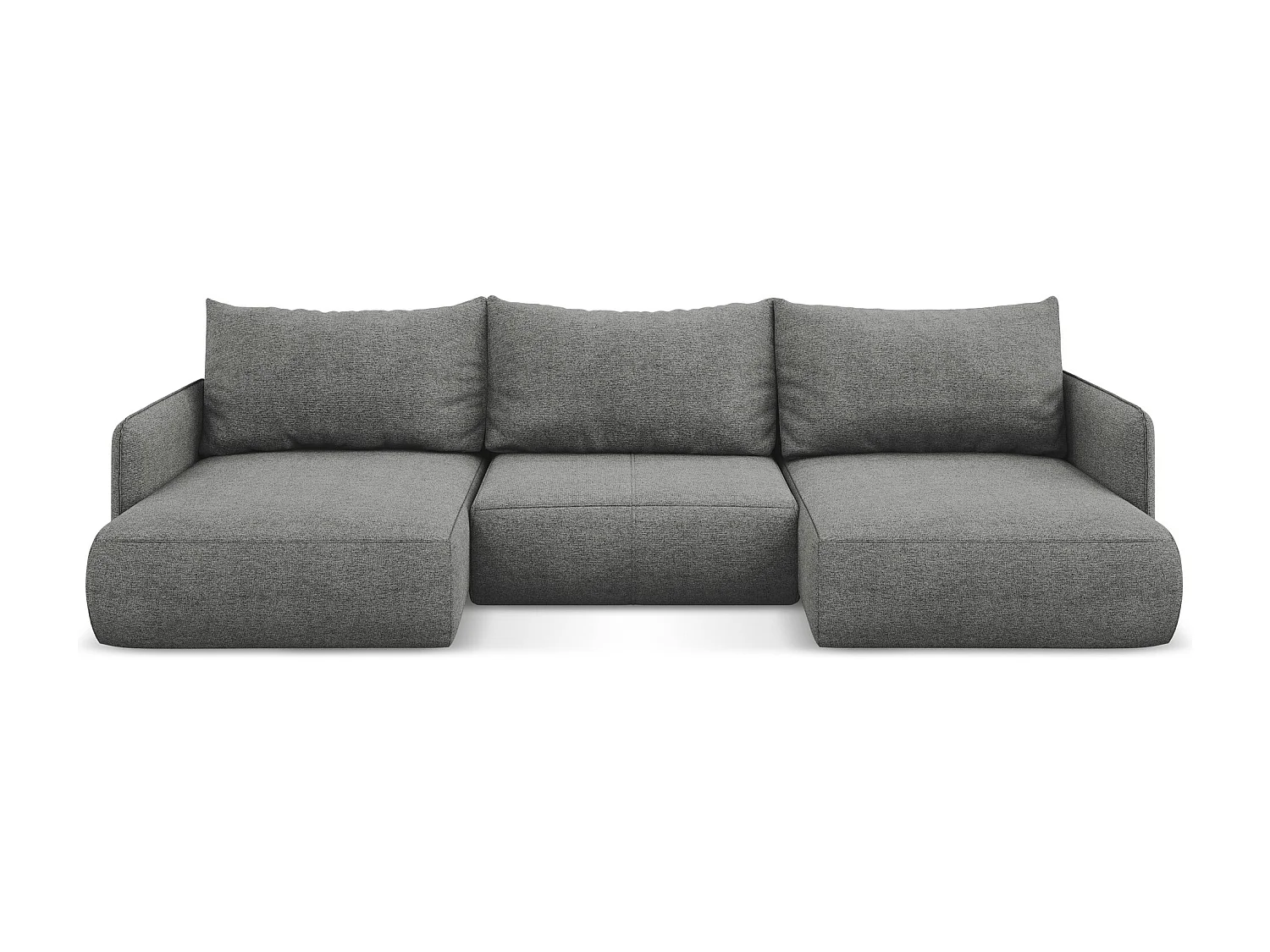 Canapé d'angle panoramique convertible en tissu chenille - éléphant - NANEA