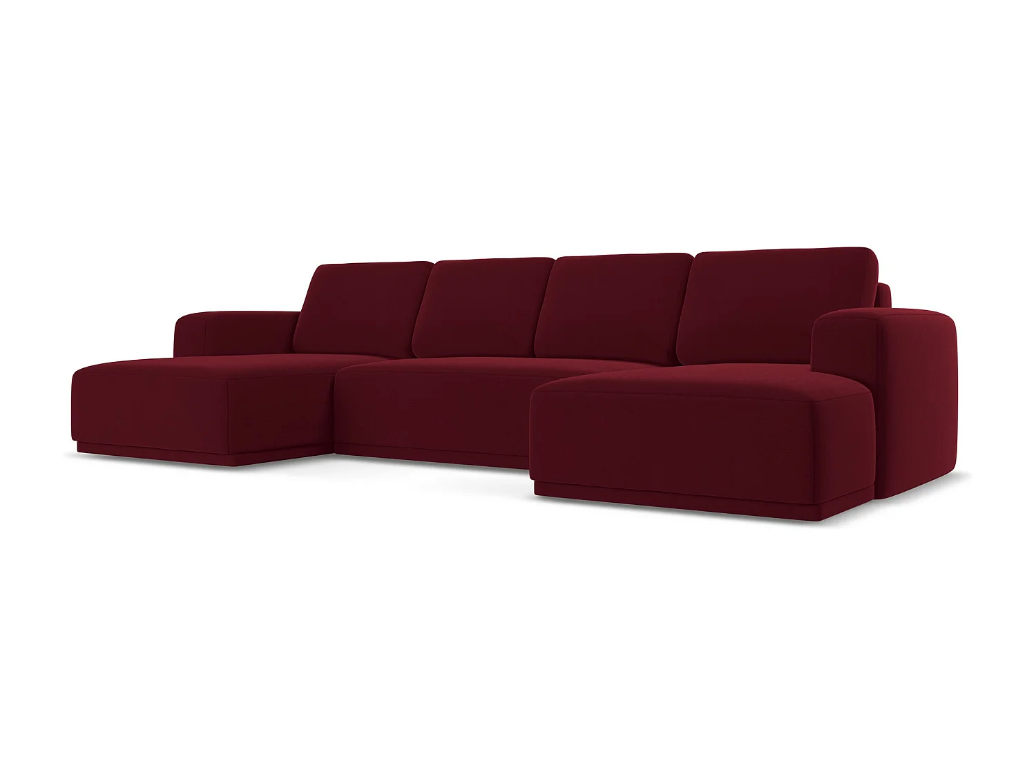 Panoramische hoekbank van bourgondië velours - KAILA