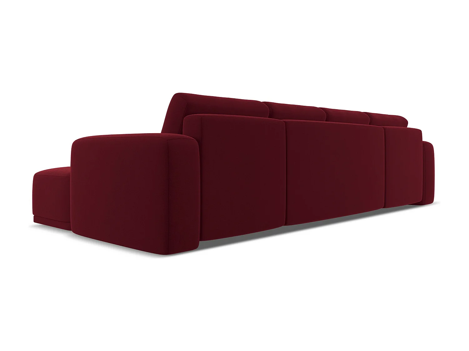 Sofá de canto panorâmico 4 lugares em veludo borgonha - KAILA