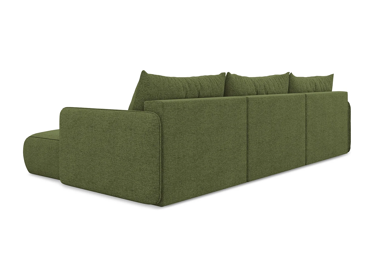 Canapé d'angle panoramique convertible en tissu chenille - bouteille verte - NANEA