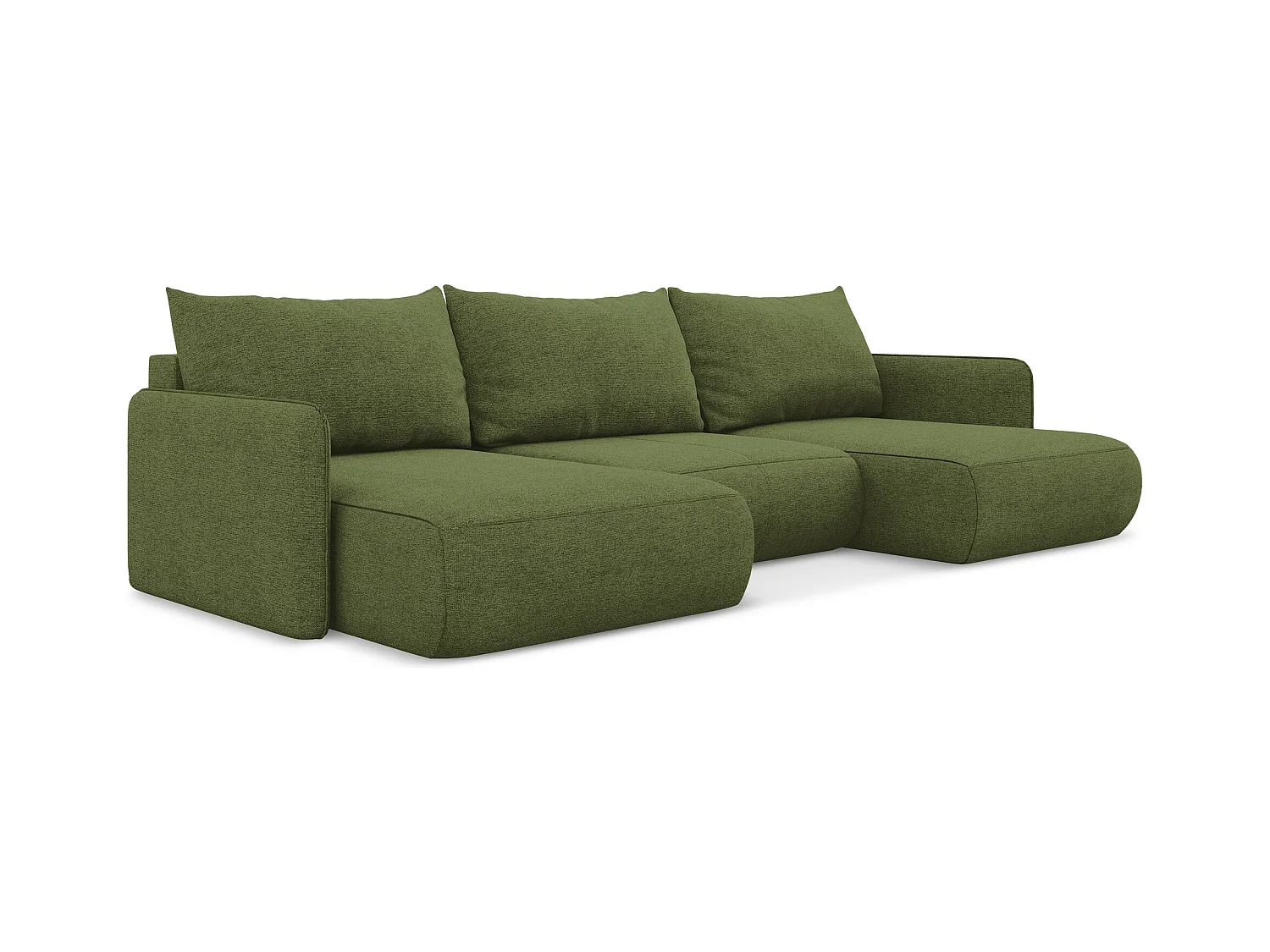 Große Wohnlandschaft - Ecke Rechts - Chenille - Flaschengrün - NANEA
