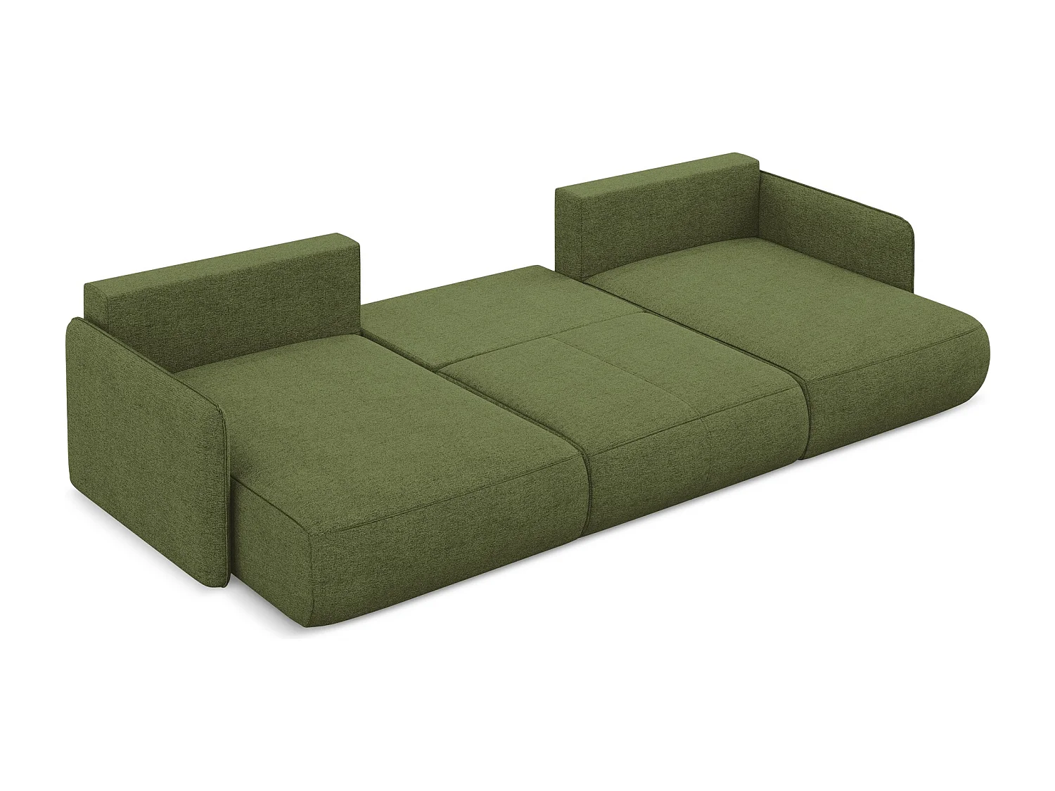 Canapé d'angle panoramique convertible en tissu chenille - bouteille verte - NANEA
