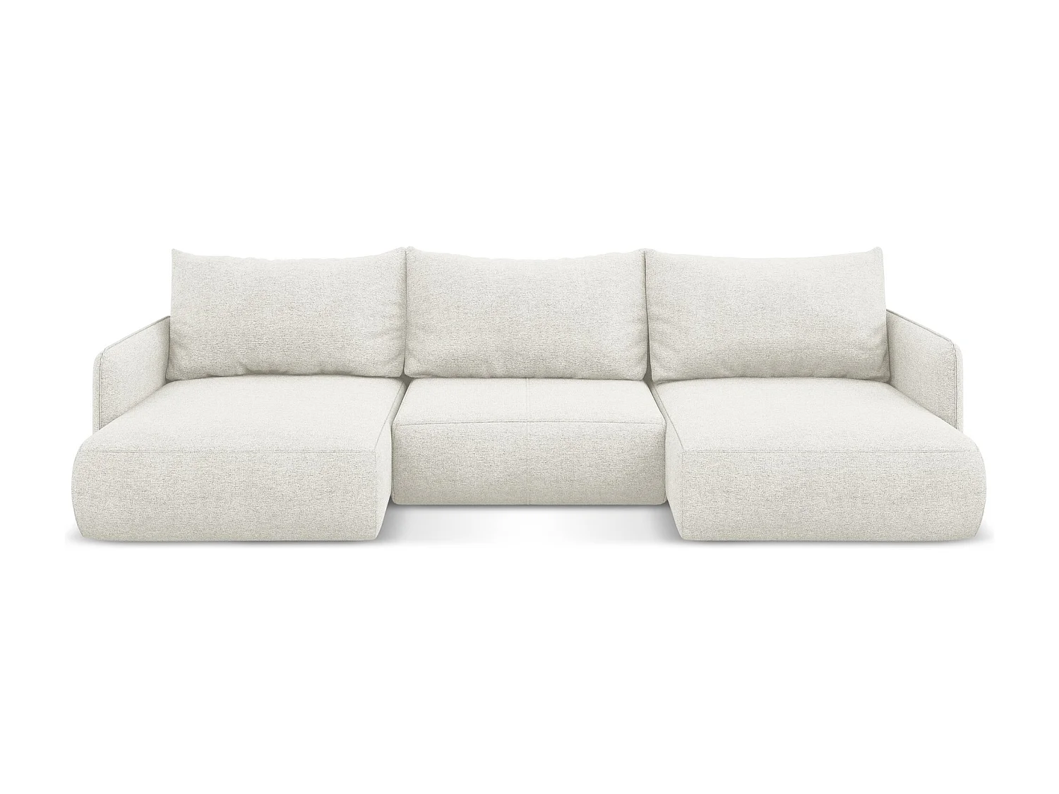 Canapé d'angle panoramique convertible en tissu chenille - blanc - NANEA