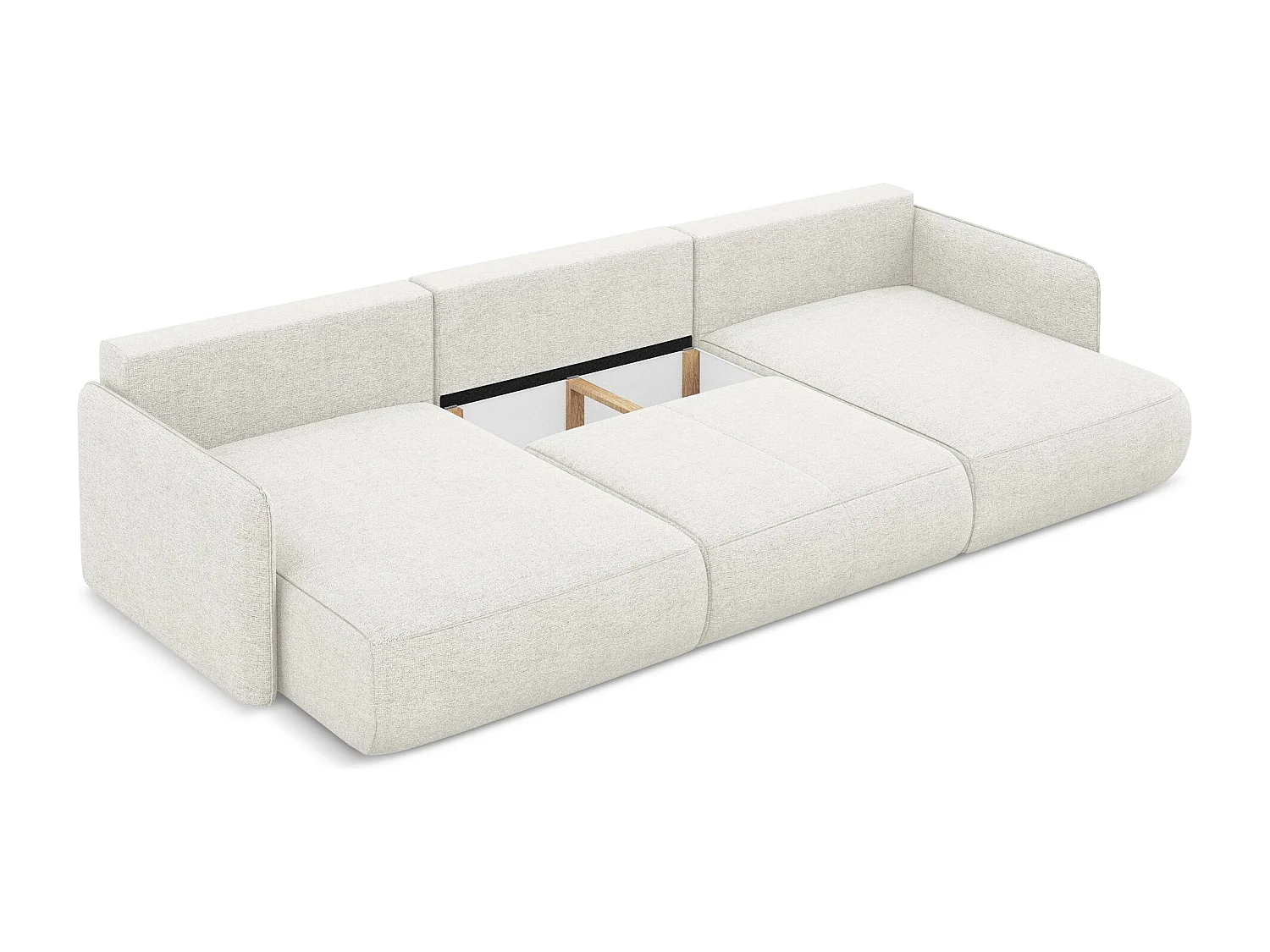 Canapé d'angle panoramique convertible en tissu chenille - blanc - NANEA