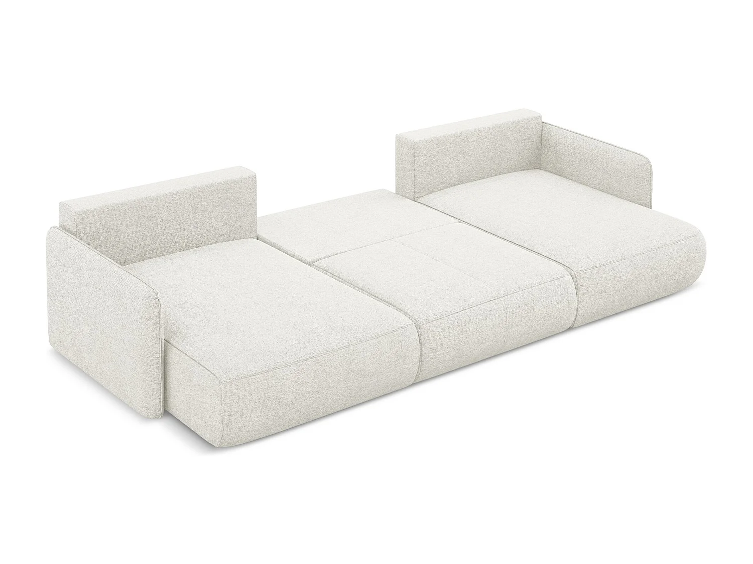 Canapé d'angle panoramique convertible en tissu chenille - blanc - NANEA