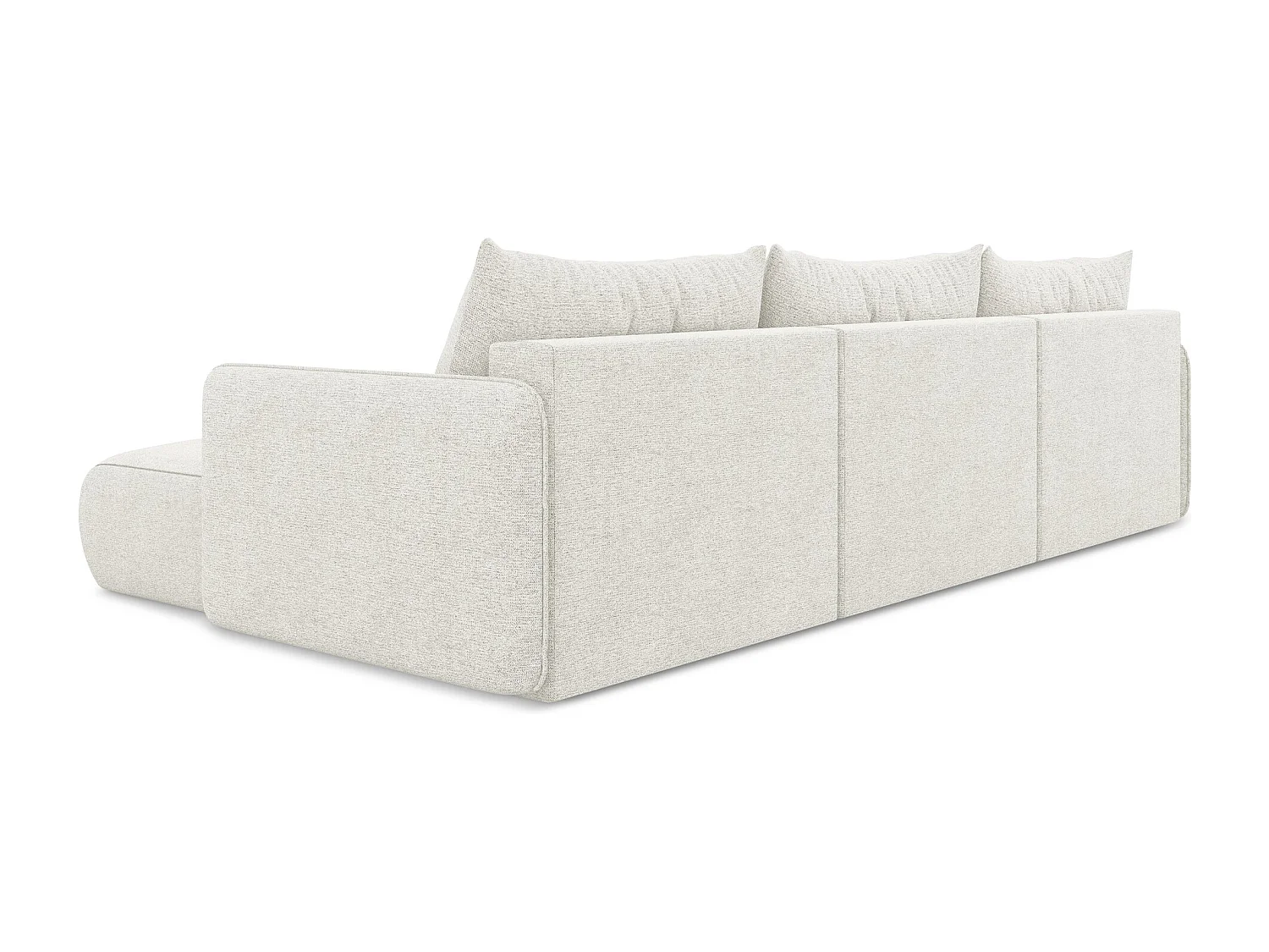 Canapé d'angle panoramique convertible en tissu chenille - blanc - NANEA