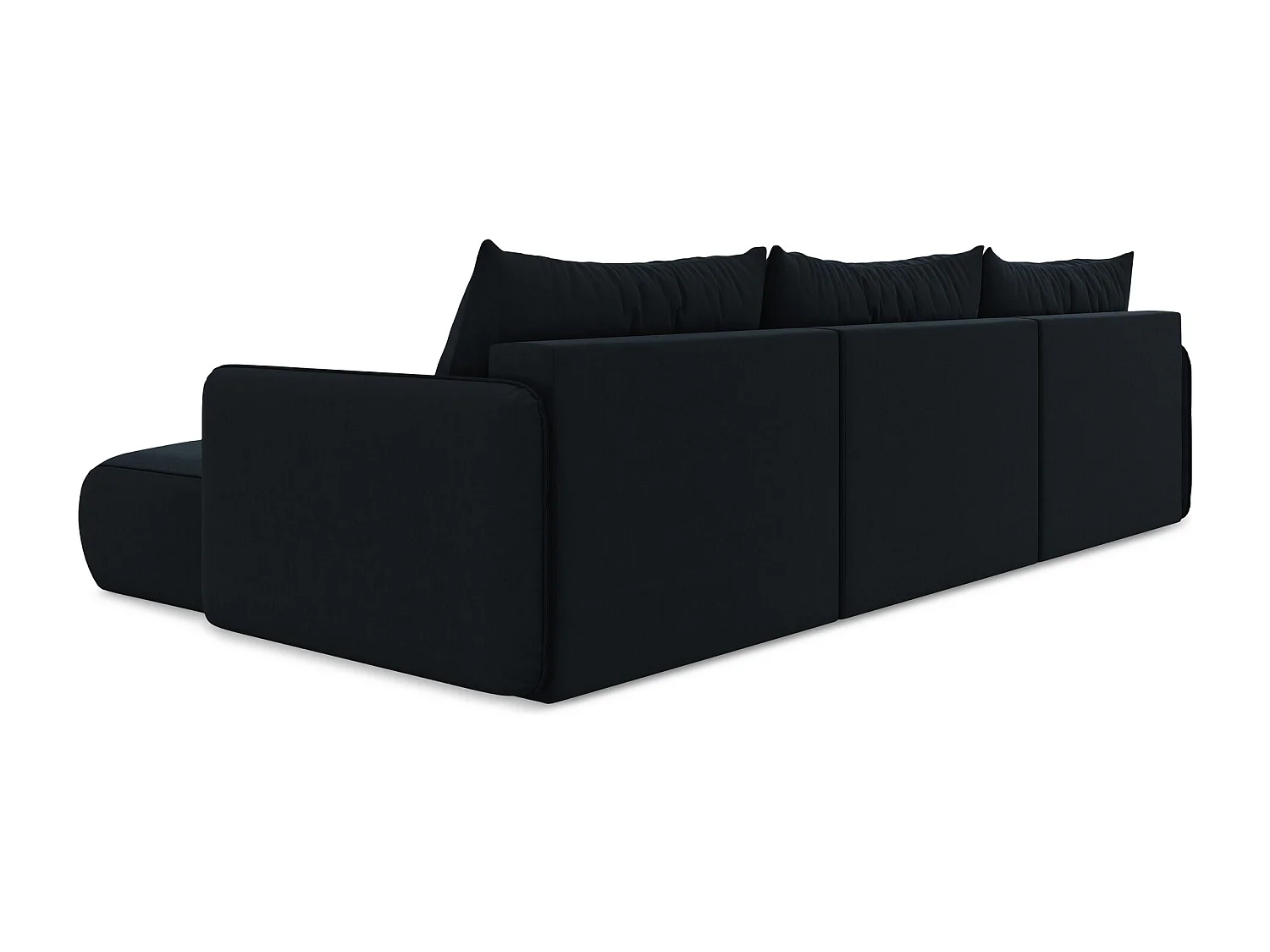 Canapé d'angle panoramique convertible en velours - bleu royal - NANEA