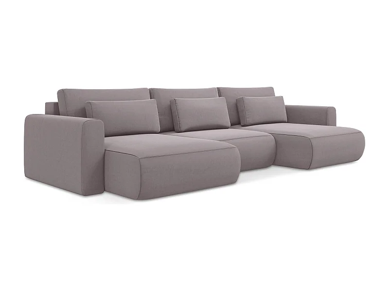 Canapé d'angle panoramique convertible en velours - lavande - KAPUA