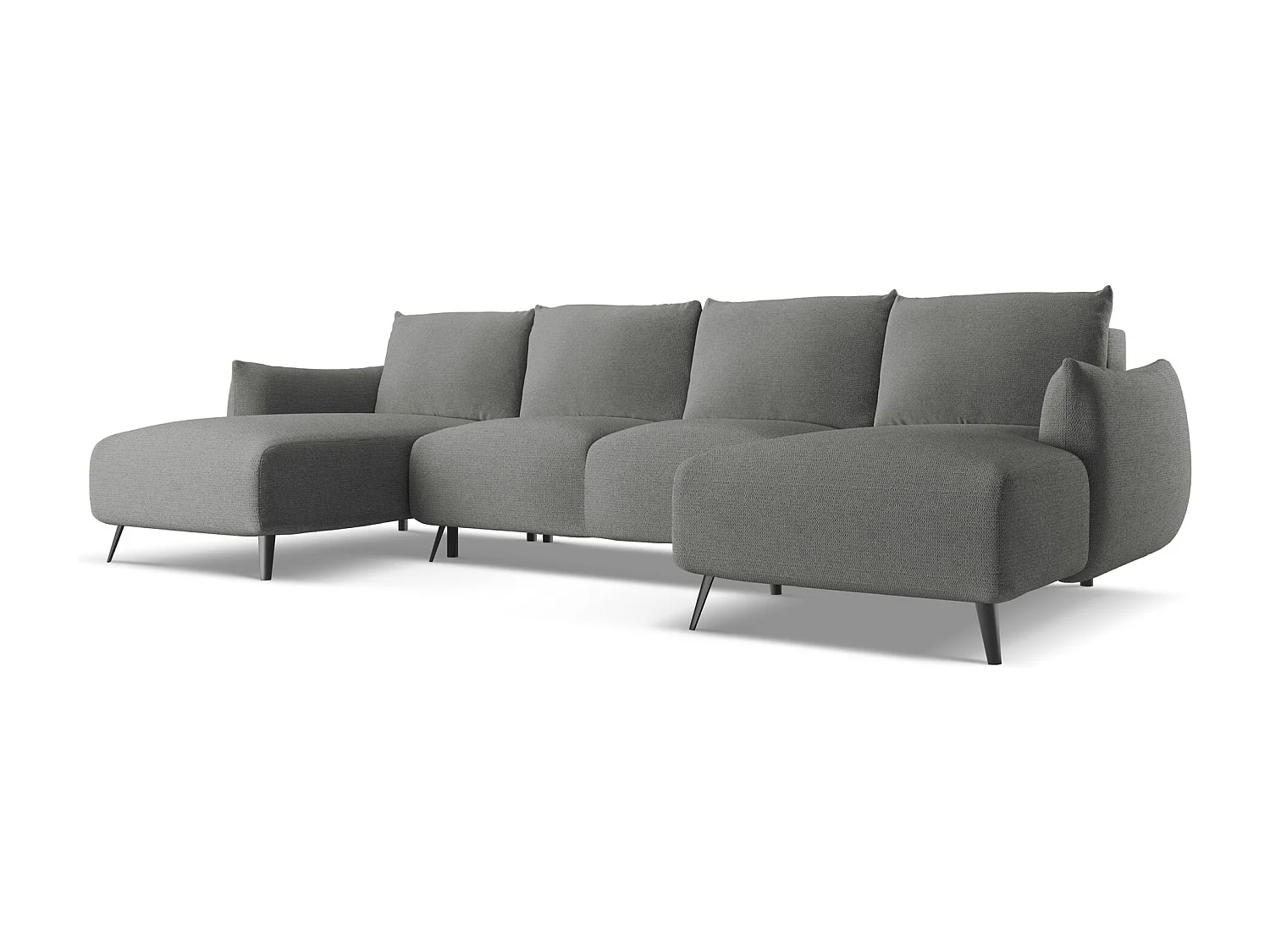 Panoramische hoekbank van olifant chenille stof - MALIE