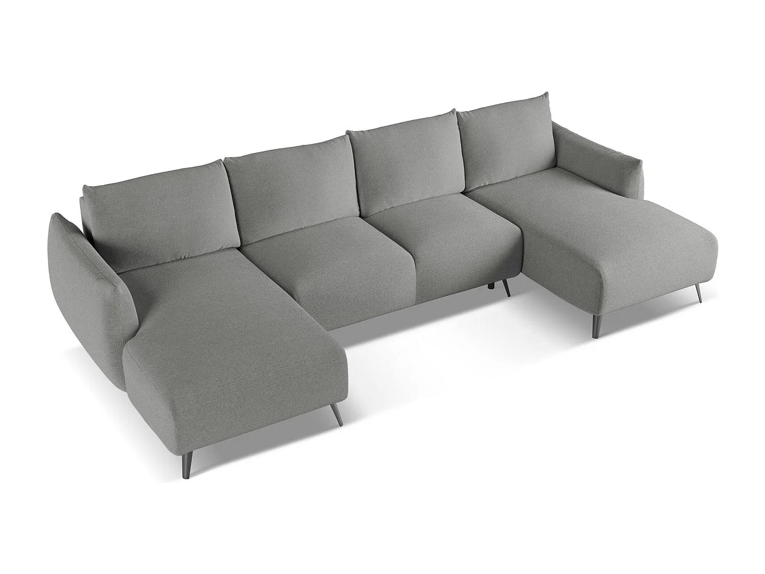 Panoramische hoekbank van olifant chenille stof - MALIE