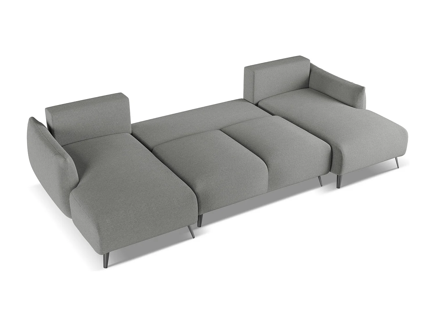 Sofá de canto panorâmico convertível 4 lugares em tecido chenille elefante - MALIE