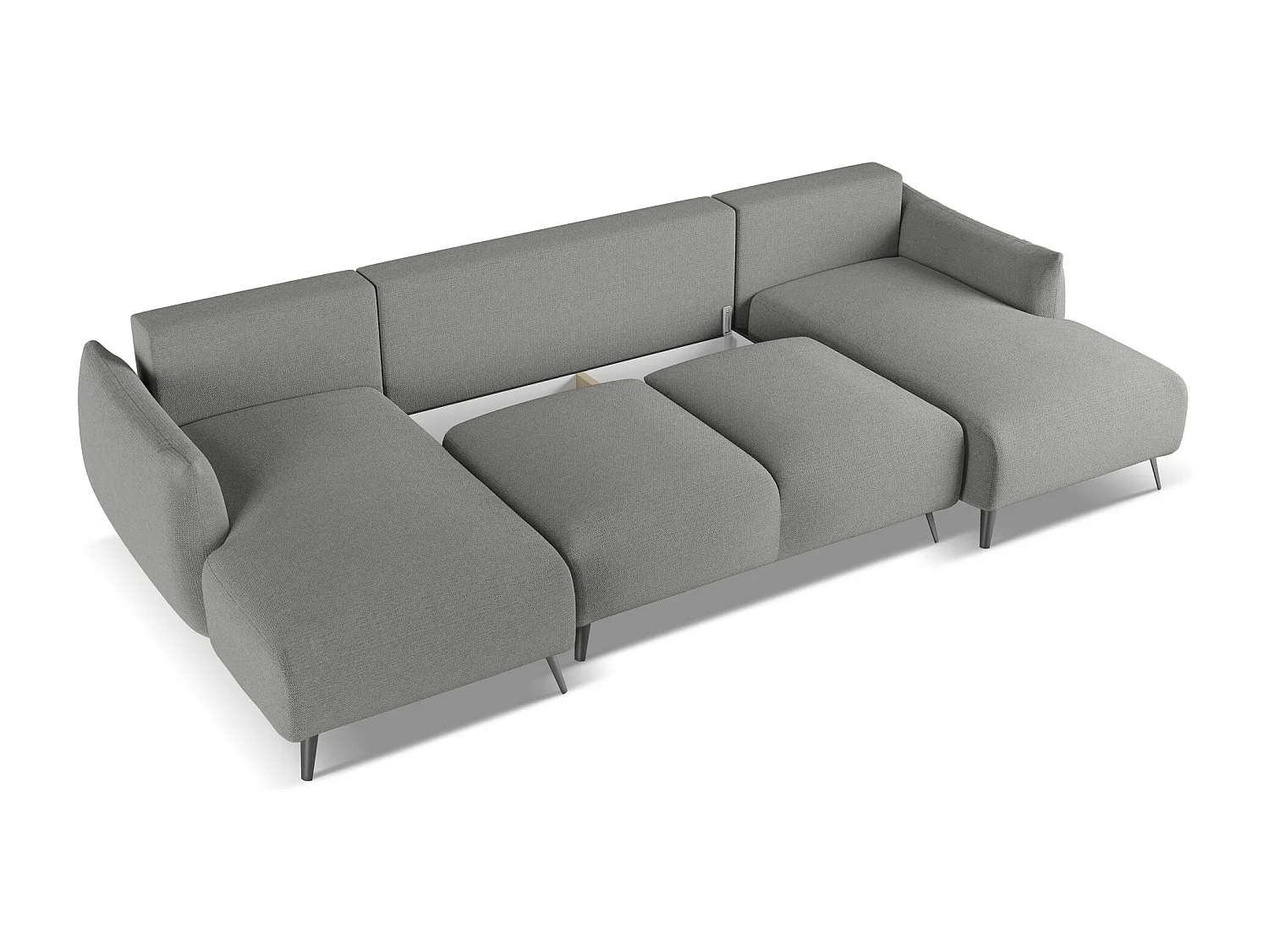 Sofá de canto panorâmico convertível 4 lugares em tecido chenille elefante - MALIE