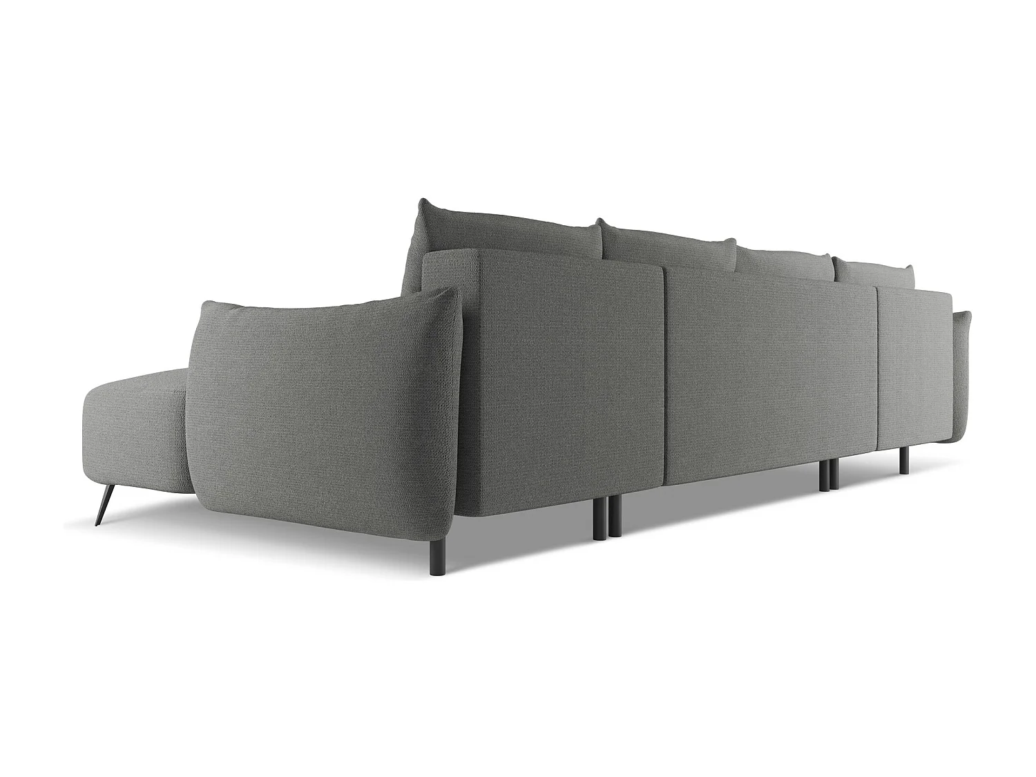 Sofá de canto panorâmico convertível 4 lugares em tecido chenille elefante - MALIE