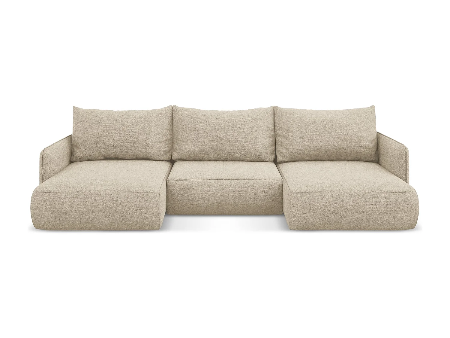 Panoramische hoekbank van donkerbeige chenille stof - NANEA