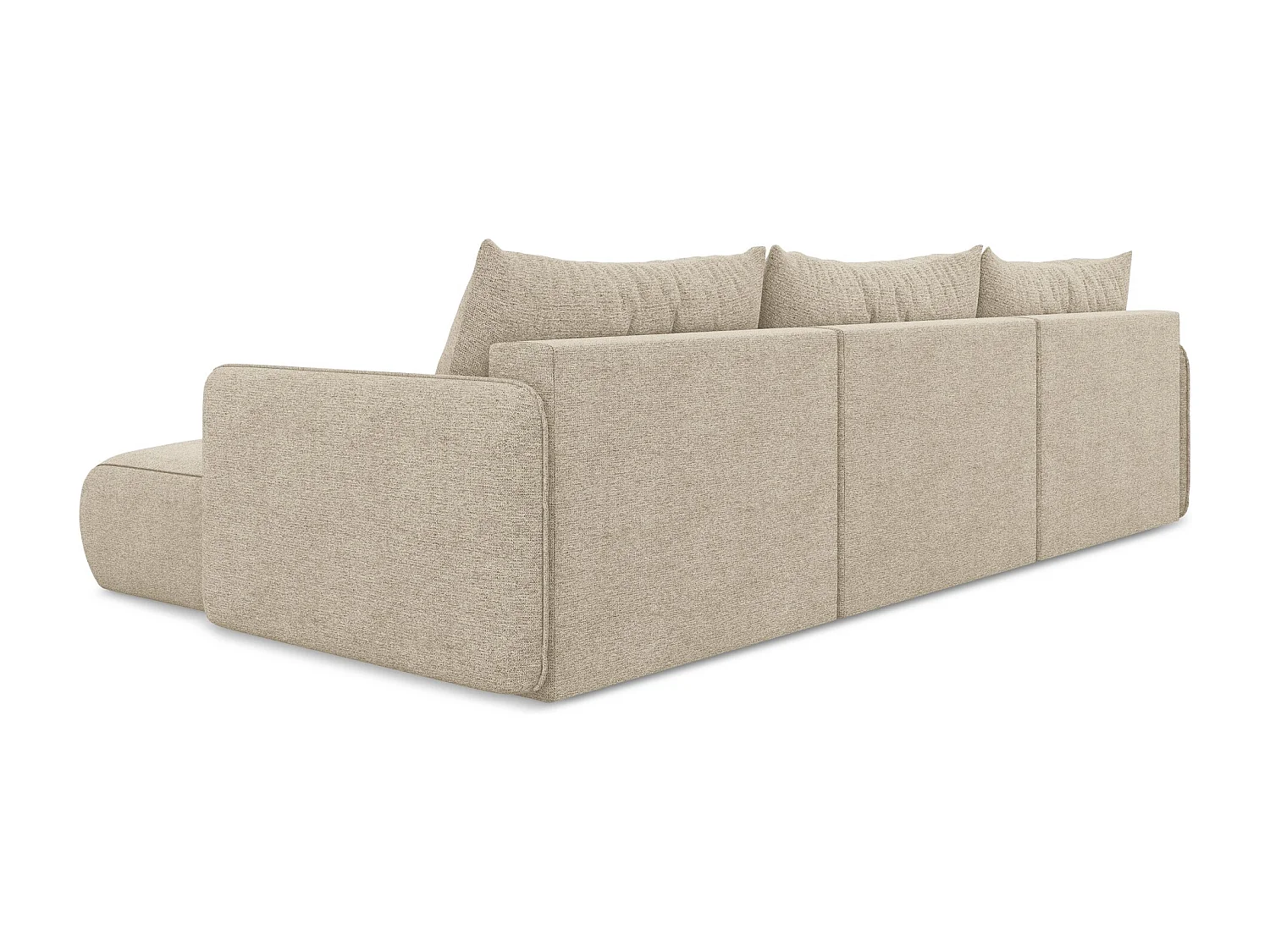 Canapé d'angle panoramique convertible en tissu chenille - beige foncé - NANEA