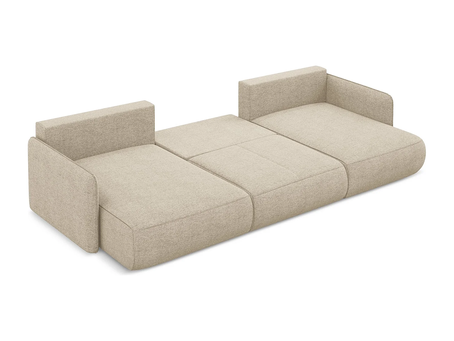 Canapé d'angle panoramique convertible en tissu chenille - beige foncé - NANEA