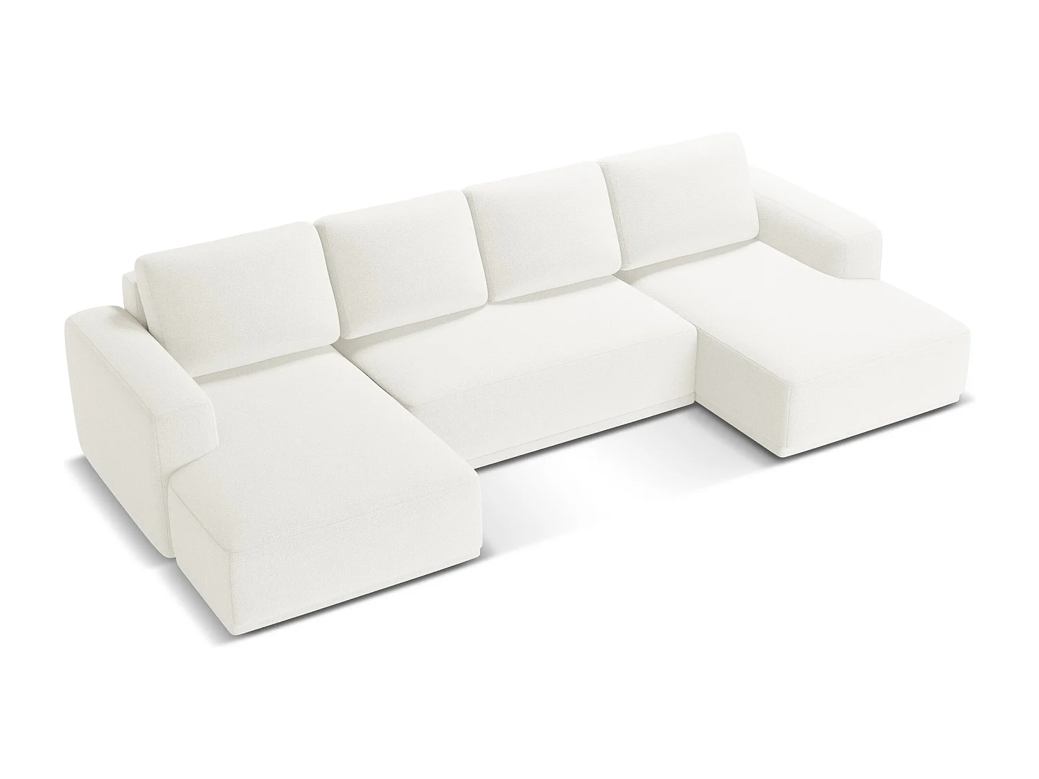 Sofa panoramiczna z funkcją spania - z tkaniny szenilowej - biały - KAILA