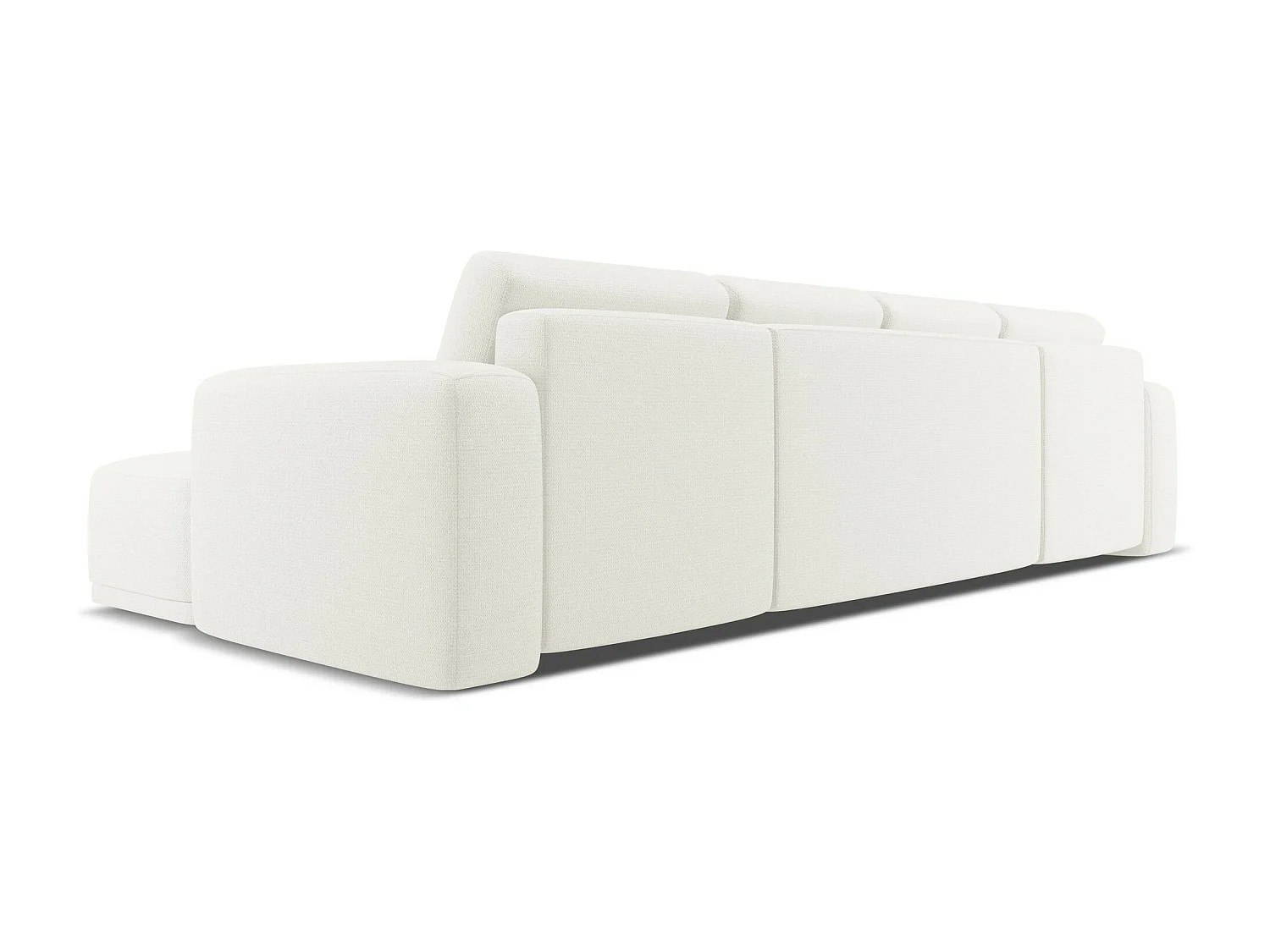 Sofa panoramiczna z funkcją spania - z tkaniny szenilowej - biały - KAILA