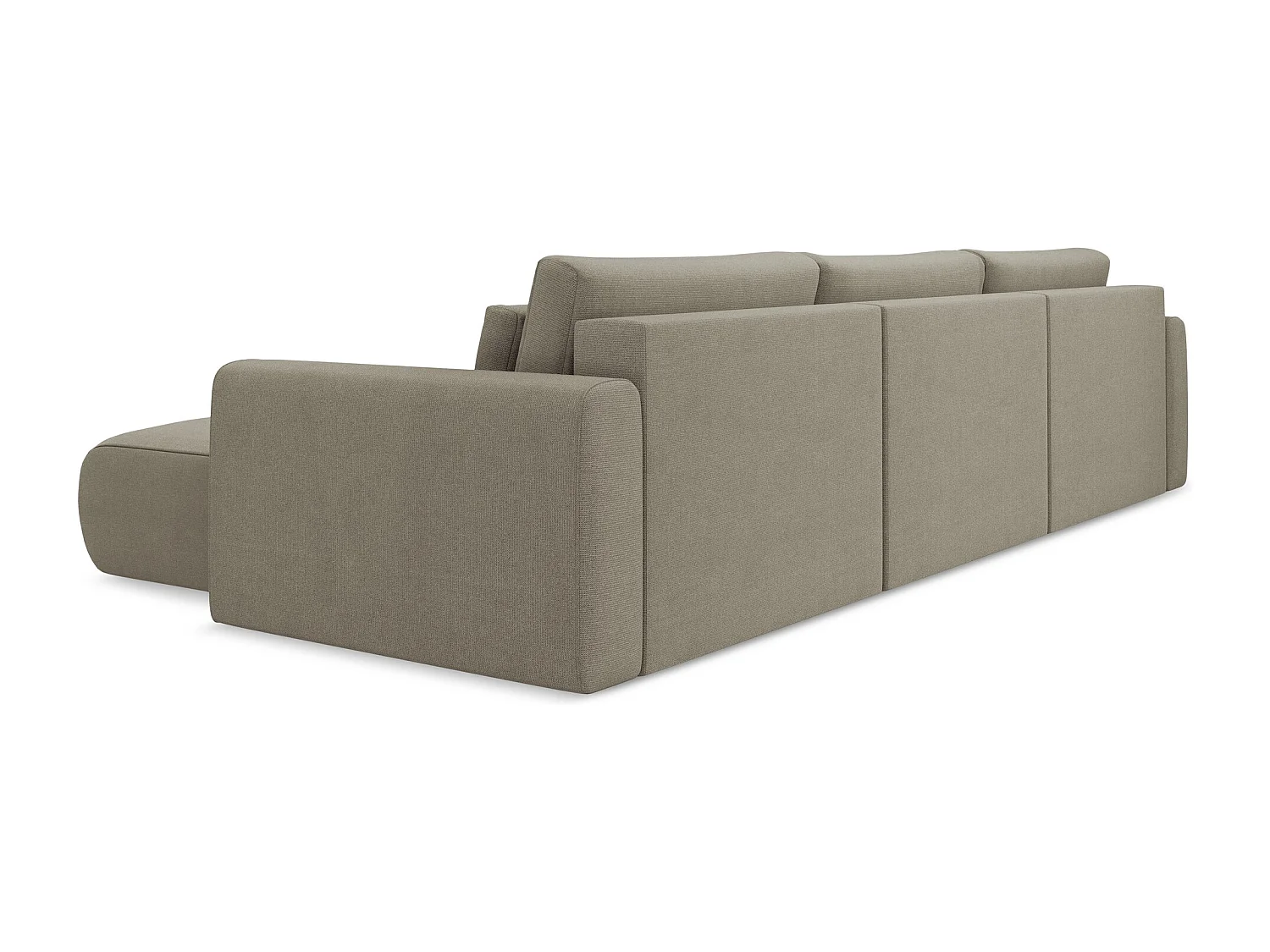 Canapé d'angle panoramique convertible en tissu texturé - beige foncé - KAPUA