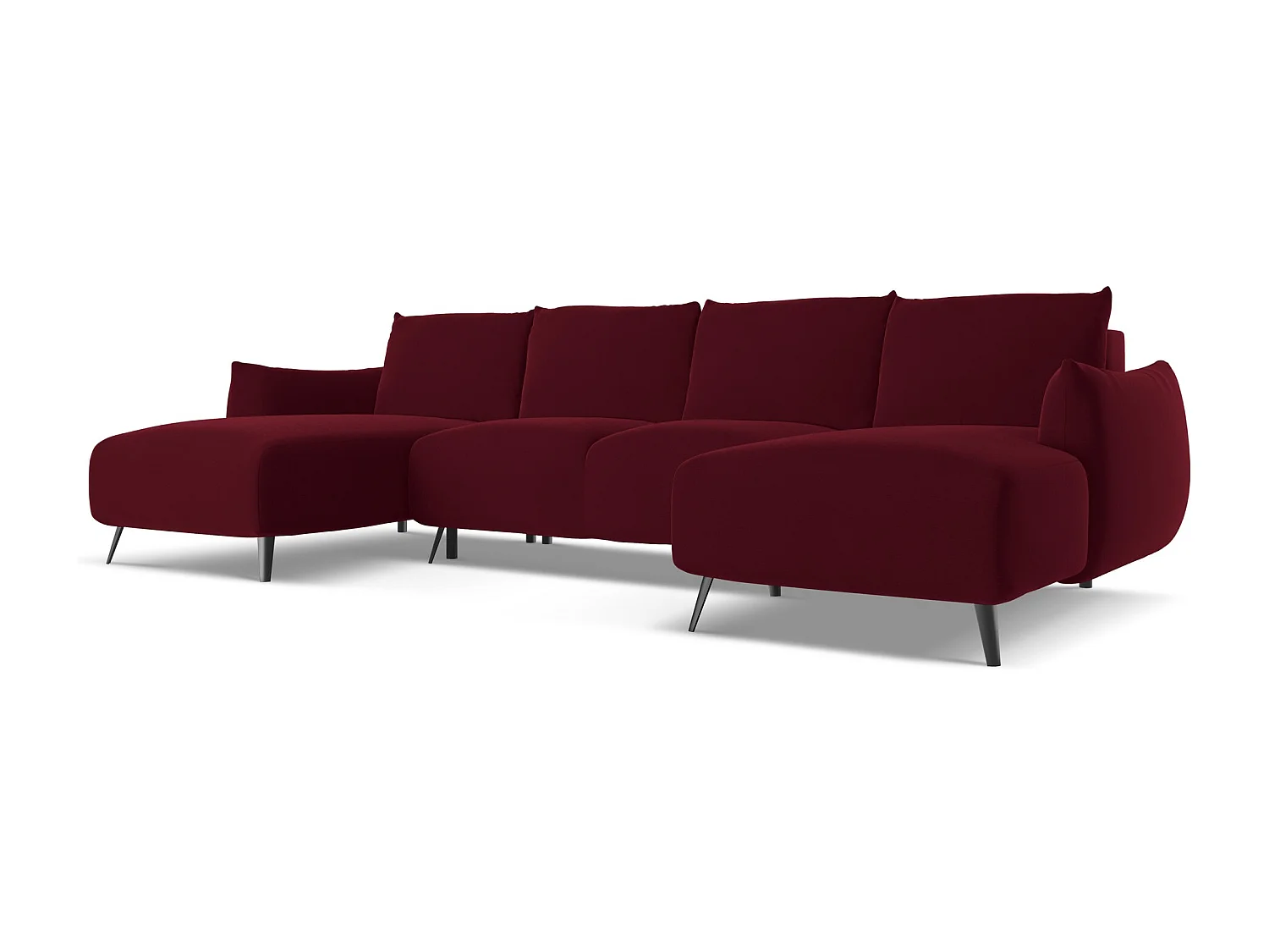 Große Wohnlandschaft - Ecke Rechts - Samt - Burgund - MALIE
