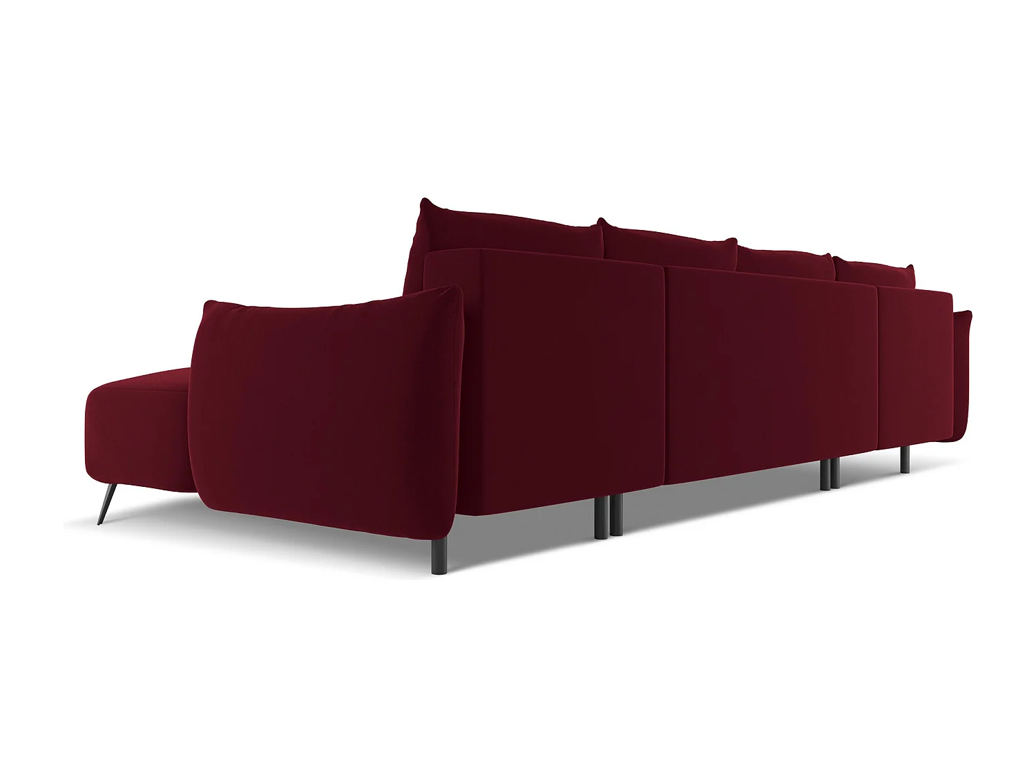 Canapé d'angle panoramique convertible en velours - bourgogne - MALIE