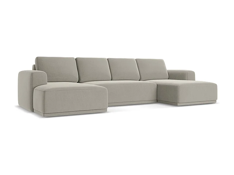 Sofa panoramiczna z funkcją spania - z tkaniny welwetowej - perłowy - KAILA