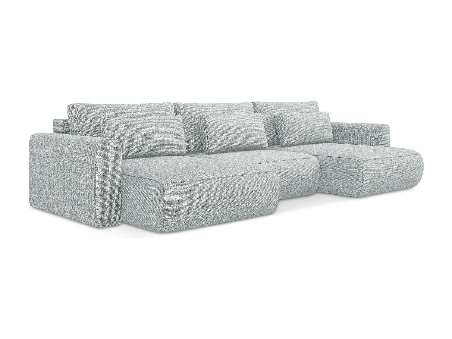 Canapé d'angle panoramique convertible en tissu texturé - argent - KAPUA