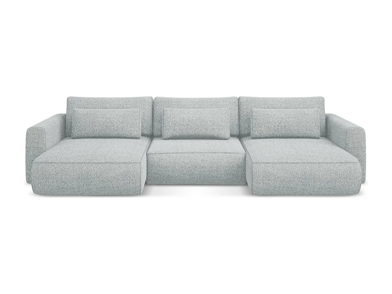 Canapé d'angle panoramique convertible en tissu texturé - argent - KAPUA