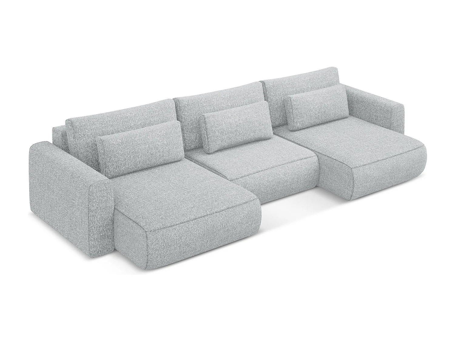 Canapé d'angle panoramique convertible en tissu texturé - argent - KAPUA