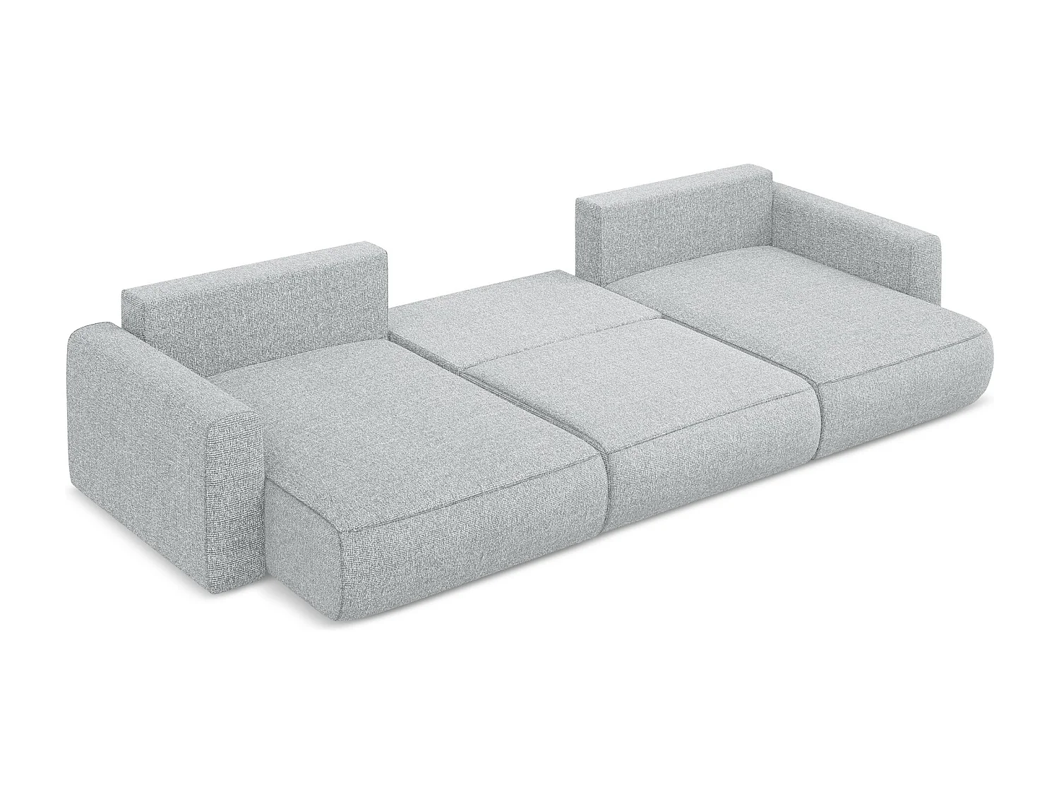 Canapé d'angle panoramique convertible en tissu texturé - argent - KAPUA