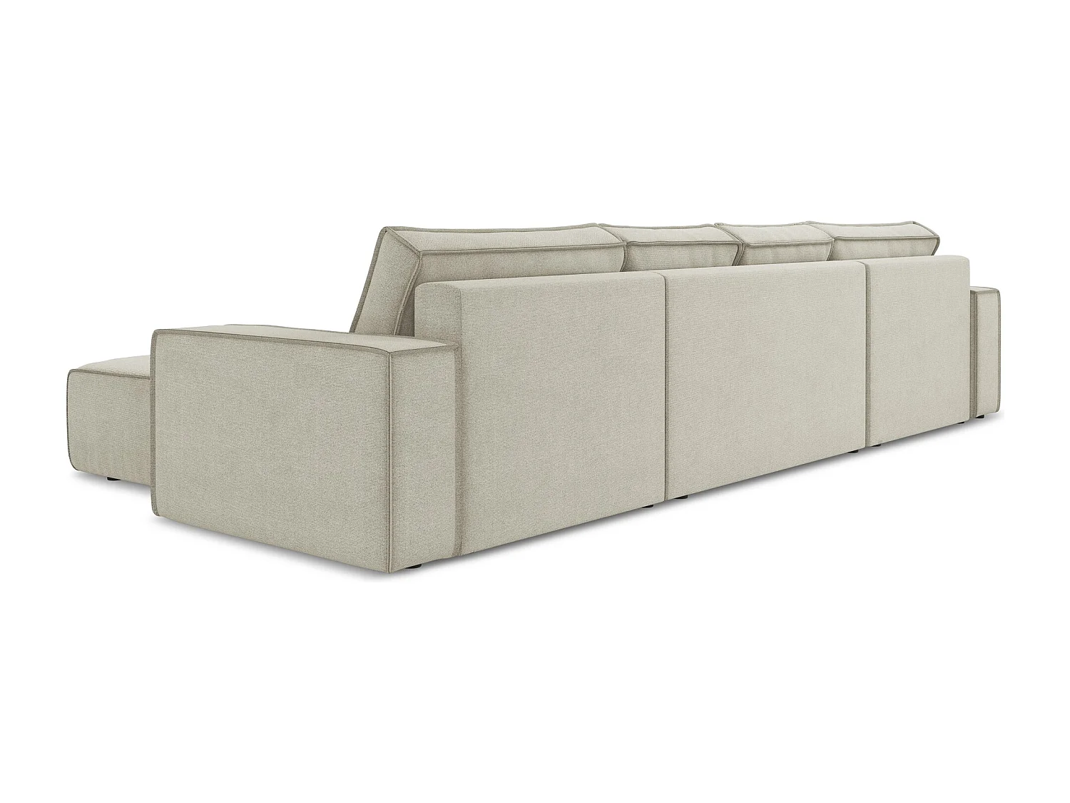 Sofa panoramiczna z funkcją spania - z tkaniny strukturalnej - jasny beż - KIMO