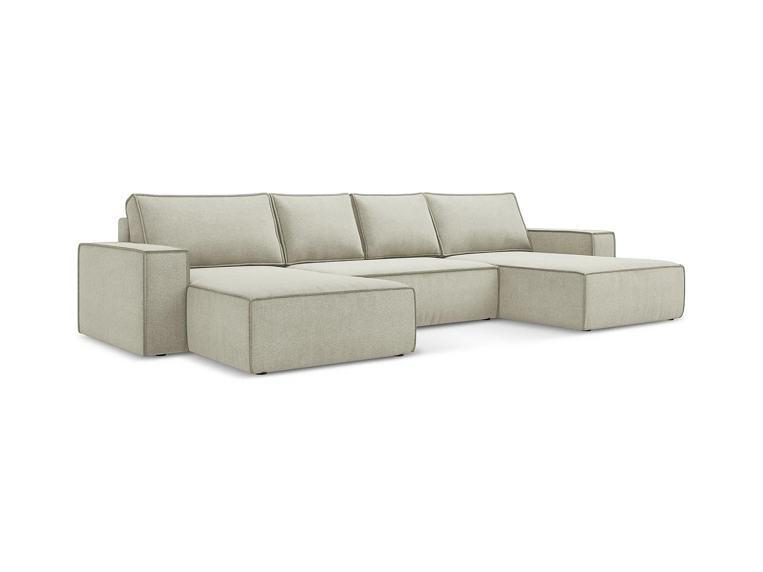Große Wohnlandschaft - Ecke Rechts - Strukturstoff - Hell beige - KIMO