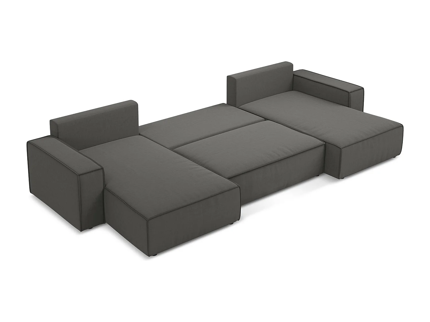 Panoramische hoekbank van staal velours - KIMO