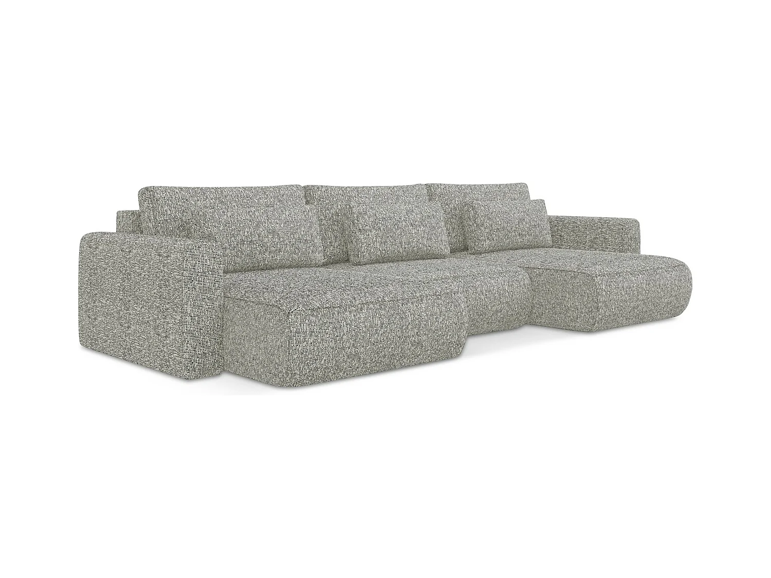 Canapé d'angle panoramique convertible en tissu texturé - gris beige - KAPUA