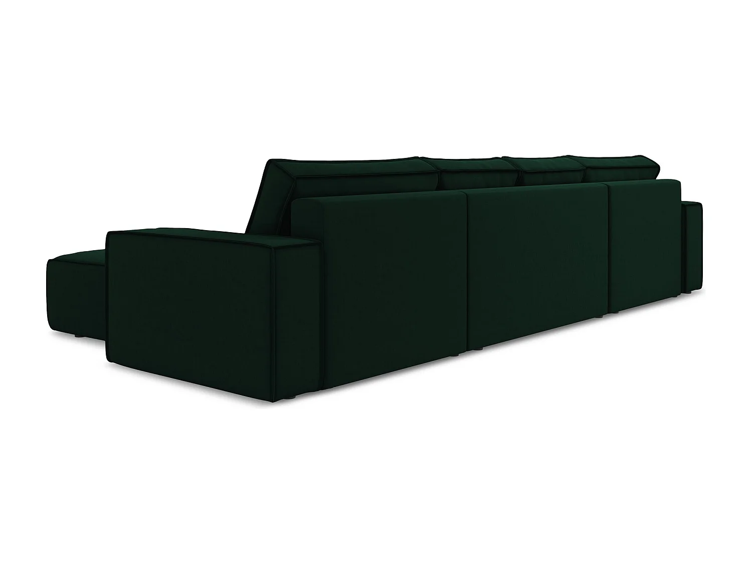 Canapé d'angle panoramique convertible en velours - bouteille verte - KIMO