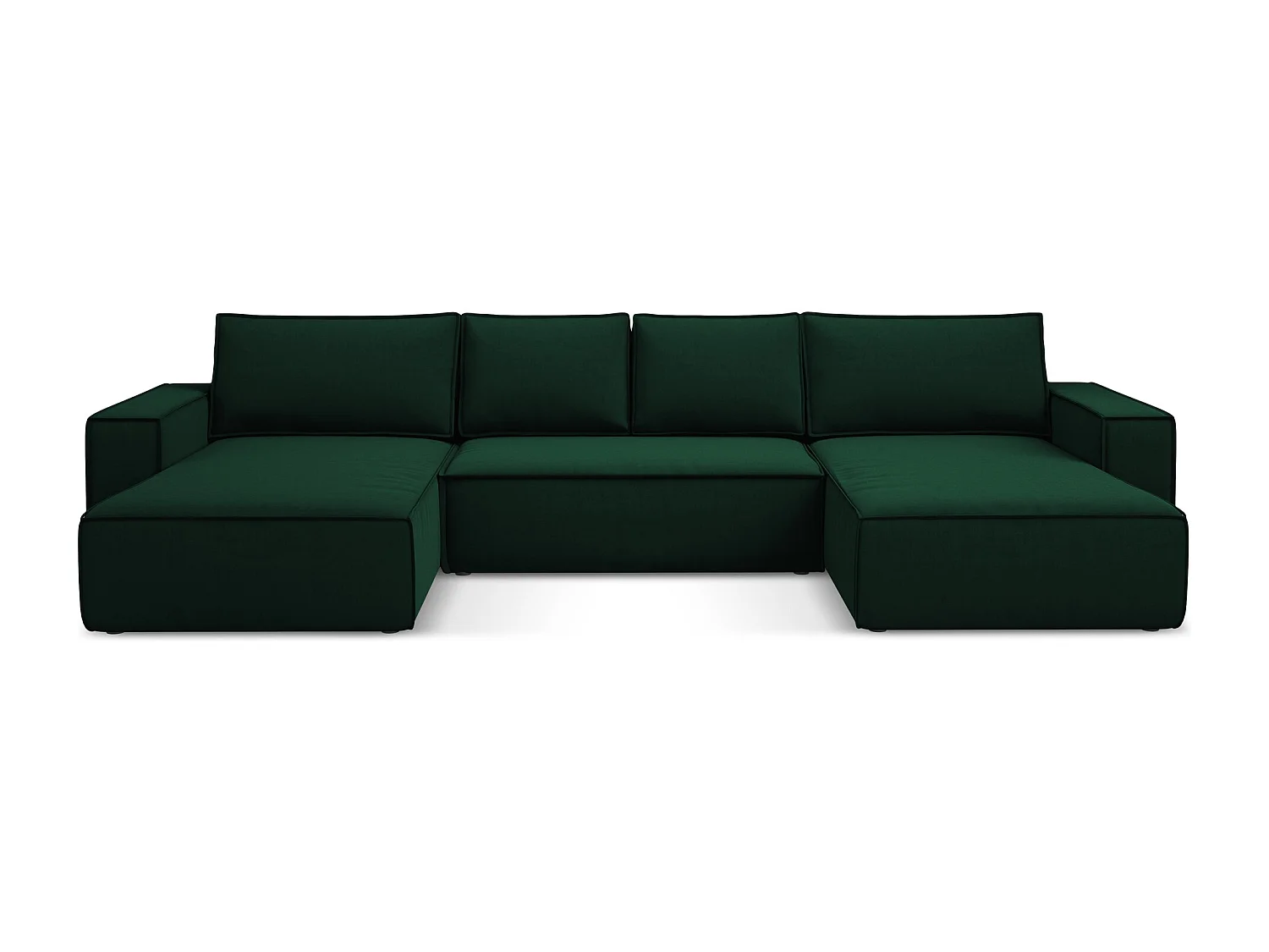 Canapé d'angle panoramique convertible en velours - bouteille verte - KIMO